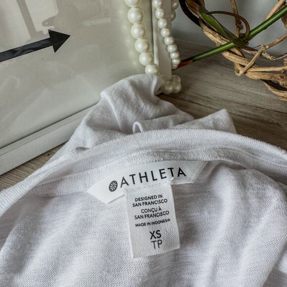 Athleta, White Breezy Linen Like Twist Front Tank, Women’s X-Small, Activewear - Picture 6 of 8